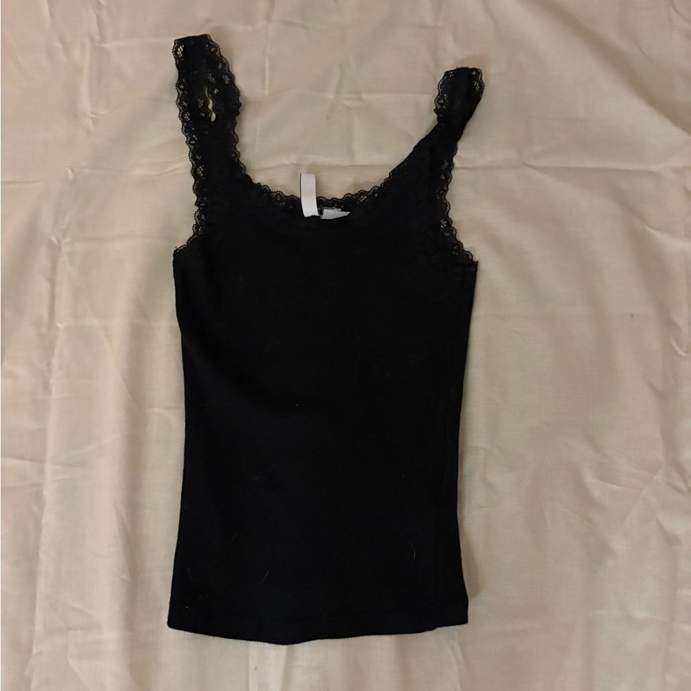 Black Lace-Trim Tank Top - Women